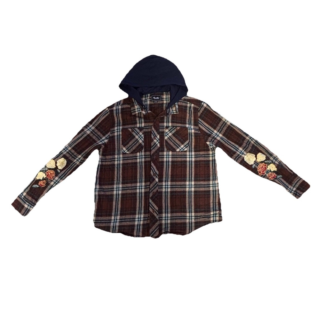 Primitive Brown Skateboarding Flannel Mens M Floral Embroidered Y2K Punk Unique